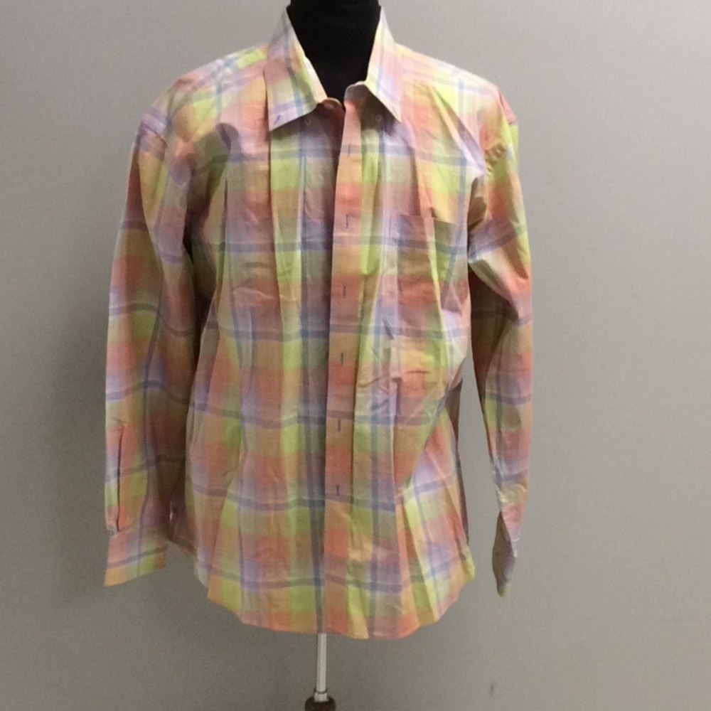 Alan Flusser LS pastel plaid dress shirt